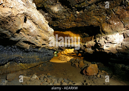 Gruta do Carvao grotte de lave. L'île de São Miguel, Açores, Portugal. Banque D'Images