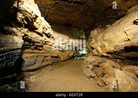 Gruta do Carvao grotte de lave. L'île de São Miguel, Açores, Portugal. Banque D'Images