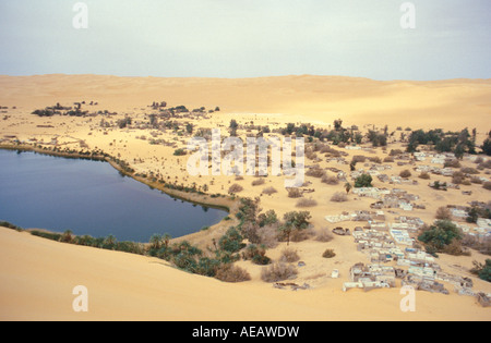 Oasis de l'erg Ubari Gabraoun région Sahara Libye Banque D'Images