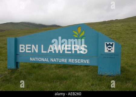 Pancarte à l'entrée Ben Lawers National Nature Reserve Scotland UK Banque D'Images