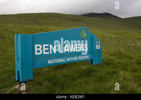 Pancarte à l'entrée Ben Lawers Nature Reserve Scotland UK Banque D'Images