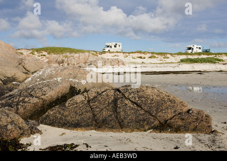 Calypso le camping-car garé près de la plage à Fidden ferme sur la côte sud de l'île de Mull Ecosse UK Banque D'Images