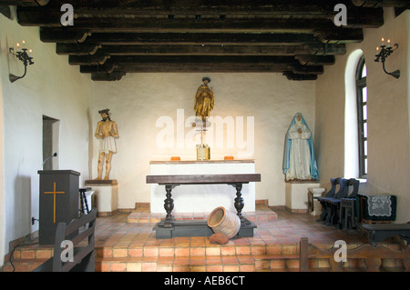 Sanctuaire intérieur de la Mission San Francisco de la Espada à San Antonio, Texas, USA Banque D'Images