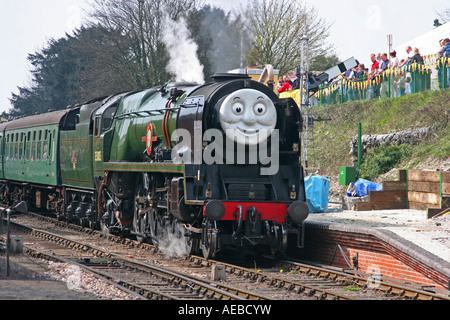 Locomotive à vapeur de l'ouest du Pacifique avec Happy face de style Banque D'Images