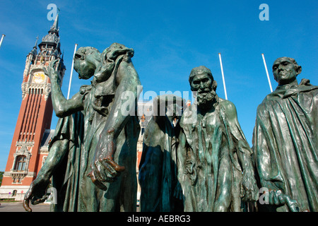 Célèbre sculpture de Rodin  : les Bourgeois de Calais (1895) (France) Calais-Northern Banque D'Images