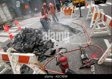 Travaux routiers à New York City USA 2006 Banque D'Images