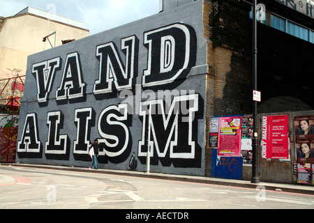 Murale vandalisme d'Eine, Shoreditch, Londres Banque D'Images