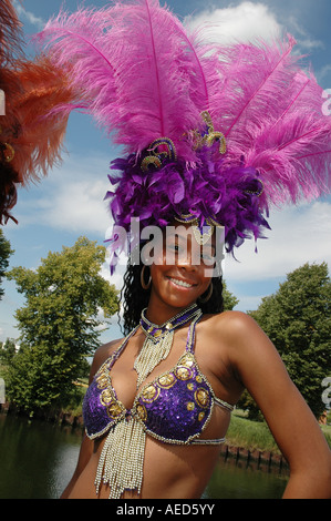 Portrait of a lady at Caribbean summer Carnival Pays-Bas Banque D'Images