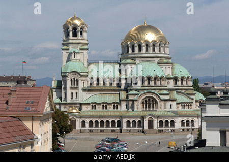 La cathédrale Alexandre Nevski dans Narodno Sabranie (Parlement) Square, Sofia Bulgarie Banque D'Images