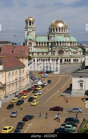 La cathédrale Alexandre Nevski dans Narodno Sabranie (Parlement) Square, Sofia Bulgarie Banque D'Images