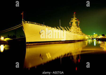 WW2 battleship USS North Carolina. Aujourd'hui un musée sur l'attraction des visiteurs Eagle Island, port de Wilmington, Caroline du Nord, États-Unis Banque D'Images