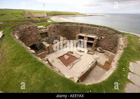 Chambre 1 Skara Brae stone age village 3100 BC Baie de Skaill continentale Orkney Ecosse UK Banque D'Images