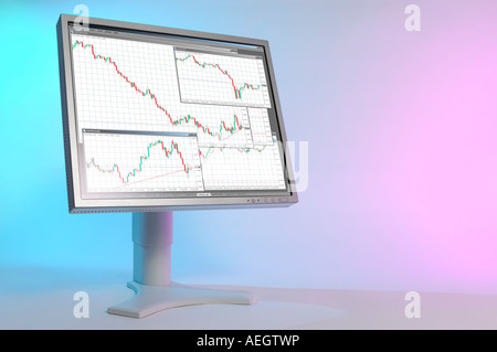 Moniteur LCD graphiques change de devises étrangères de forex trading en ligne d'affaires de la technologie d'affichage ordinateur concept Banque D'Images