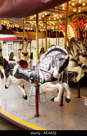 Carousel horses in Seattle Center, tourné à Seattle, Washington. Banque D'Images