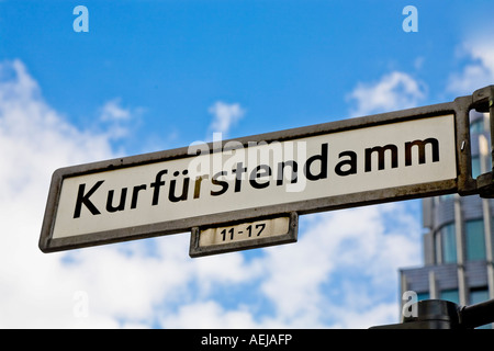 Signe de la rue Kurfürstendamm, Berlin, Allemagne Banque D'Images