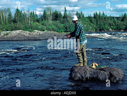 La pêche au saumon dans Terre-Neuve Canada Banque D'Images