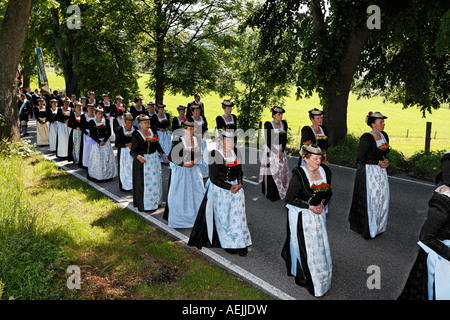 Fête de la procession du Corpus Christi dans le lac de Tegernsee à Bad Wiessee, Allemagne Banque D'Images