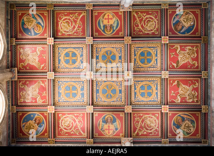 Plafond peint - Cathédrale d'Ely - Cambridgeshire Banque D'Images