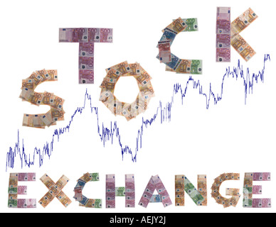 Stock Exchange, written with bank notes Banque D'Images