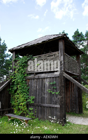 Entrée de village Viking Vikingabyn près de Tofta, Gotland, Suède Banque D'Images