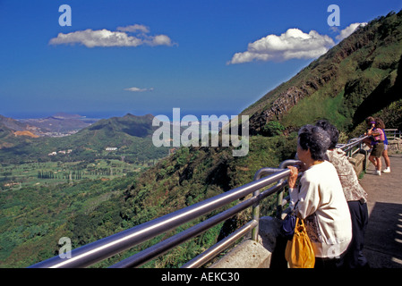 Nuuanu Pali Lookout Oahu Hawaii Banque D'Images