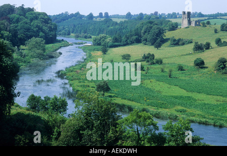 Dunmoe Château Vallée de la Boyne et River County Meath Irlande Ireland, Irish paysage, paysage, Voyage, tourisme Banque D'Images