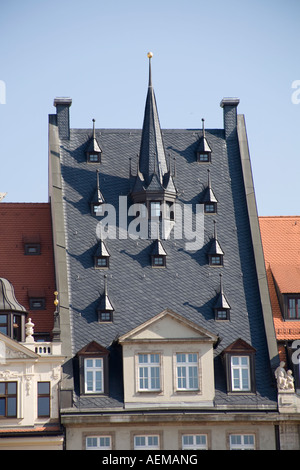 Détail du toit du bâtiment sur Markt Platz Allemagne Saxe Leipzig Banque D'Images