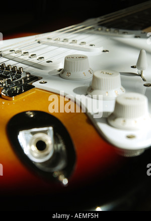 In Sunburst Guitare électrique Close Up Banque D'Images