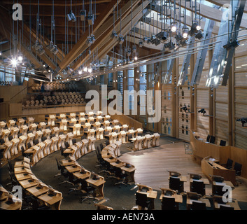 Le Parlement écossais, Edimbourg, Ecosse. Hémicycle. Architecte :-EMBT RMJM Banque D'Images