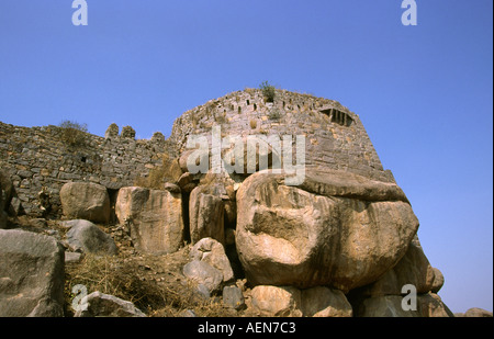 Inde Andhra Pradesh Hyderabad Golconda Fort remparts Banque D'Images