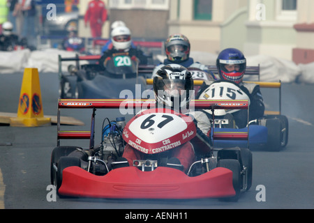 250cc 250 cc superkart karts de boîte de vitesses sur le circuit de la rue Peel, à l'OIM Grand Prix Kart Banque D'Images