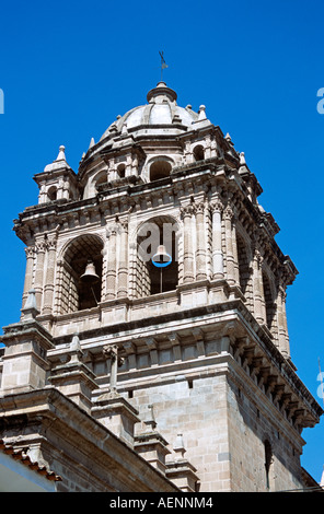 Clocher ouvragé, Iglesia de la Merced, Marques (marquez) Mantas, Cusco, Pérou Banque D'Images