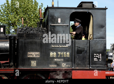 Petite cabine de locomotive à vapeur allemande Banque D'Images