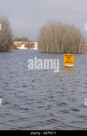 Route inondée au printemps Banque D'Images