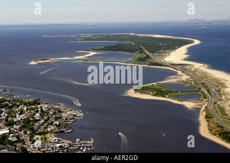 Vue aérienne de la région des hautes terres et de Sandy Hook, New Jersey, États-Unis(avant l'ouragan l'Ouragan Sandy) Banque D'Images