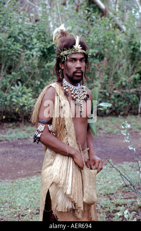 Portrait d'un homme d'Ekasup Village Culturel de l'île d'Efate Vanuatu Banque D'Images