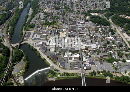 Vue aérienne de la Lehigh et Delaware Les rivières près de Easton, Pennsylvanie, États-Unis d'Amérique Banque D'Images