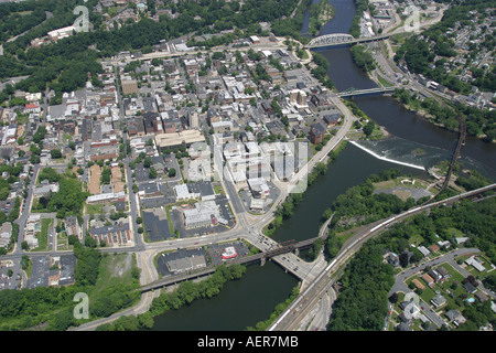 Vue aérienne de la ville de Easton, situé sur les rives de la Delaware et Lehigh Rivers, New York, U.S.A. Banque D'Images