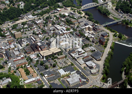 Vue aérienne de la ville de Easton, situé sur les rives de la Delaware et Lehigh Rivers, New York, U.S.A. Banque D'Images