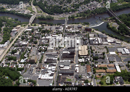 Vue aérienne de la ville de Easton, situé sur les rives de la Delaware et Lehigh Rivers, New York, U.S.A. Banque D'Images