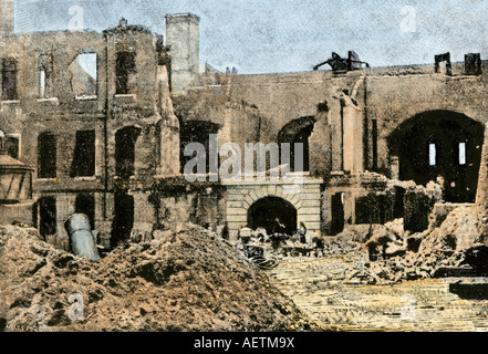 Ruines de l'intérieur de Fort Sumter après bombardement confédéré début la guerre civile 1861. La main, d'une photographie de demi-teinte Banque D'Images