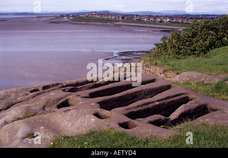 Rock Saxon Graves au St Patrick s'Heysham Chapelle Lancashire Banque D'Images