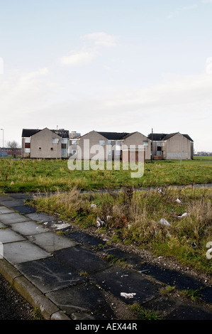 Maisons à l'abandon sur le terrain du conseil de Croxteth, Liverpool Banque D'Images