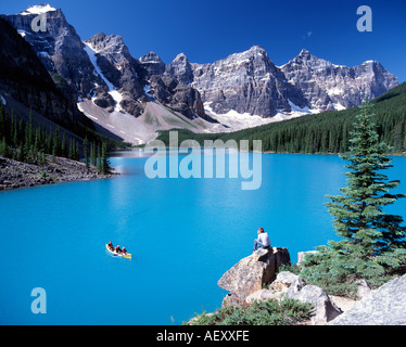 Le lac Moraine, Banff National Park, Alberta, Canada Banque D'Images
