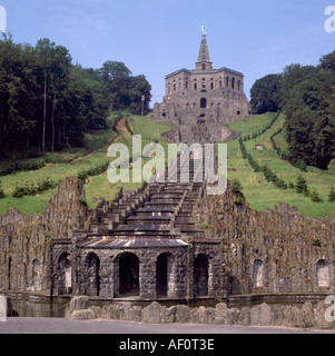 Kassel Wilhelmshöhe,, Blick von Osten auf und Kaskade Herkules Banque D'Images