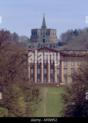 Kassel Wilhelmshöhe,, Barockpark, Blick auf Schloß und Karlsberg von Osten Banque D'Images