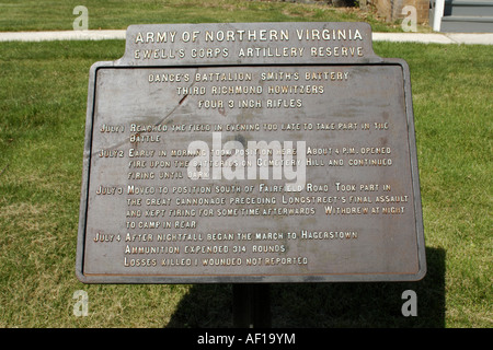 Siège de l'Armée de Virginie Pennsylvanie gettysburg N PA Banque D'Images