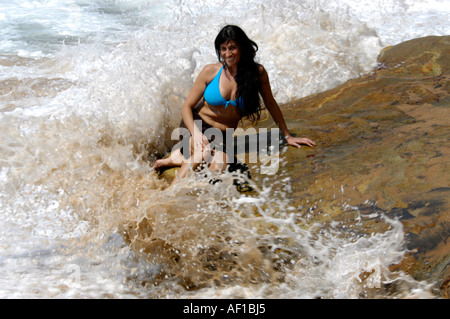 Dans PULINGUDI TOURISTIQUES PLAGE PRÈS DE KOVALAM Banque D'Images