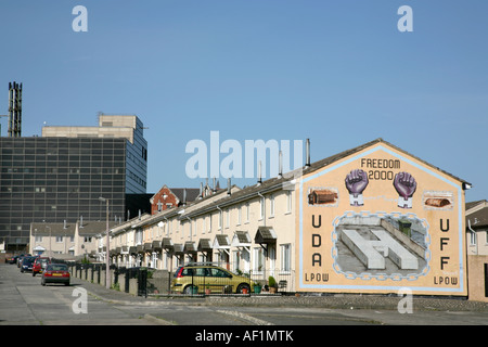 L'UDA et l'UFF murale, Shankill Road, Belfast, Irlande du Nord. Banque D'Images