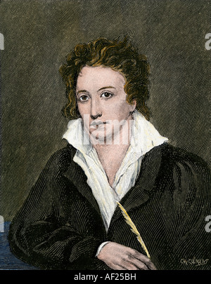 Percy Bysshe Shelley. À la main, gravure sur bois Banque D'Images